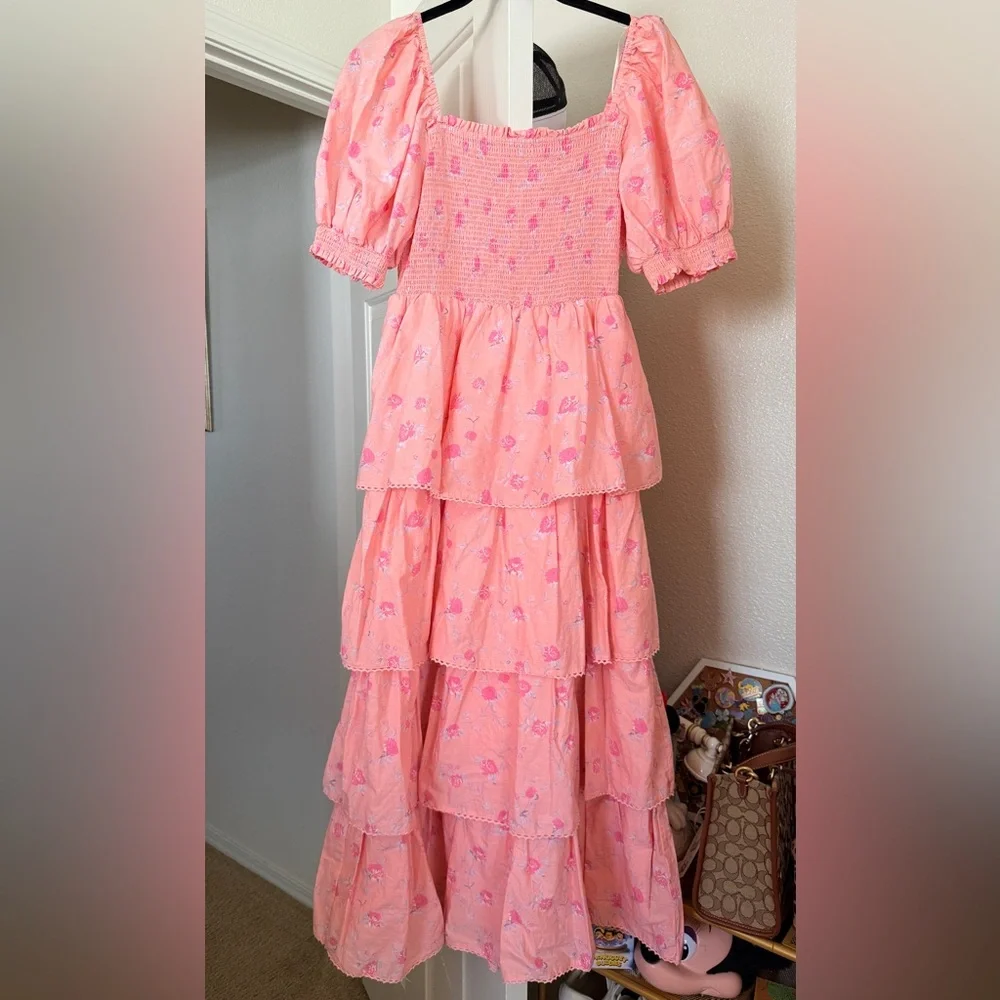LoveShackFancy x Target Collab Pink Floral Tiered Dress - Picture 2 of 6